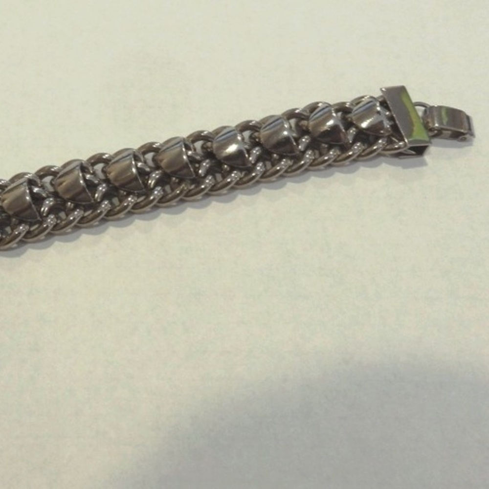 Vintage KARU Silver Tone Heavy Link Bracelet